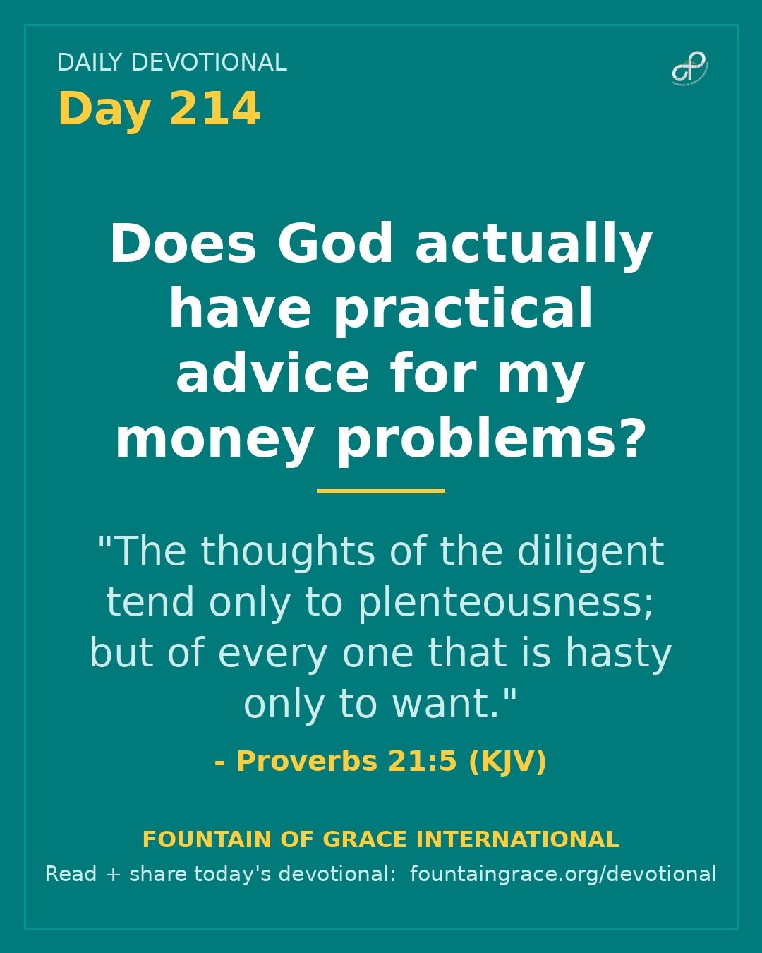 Does God actually have practical advice for my money problems? - Fountain of Grace International