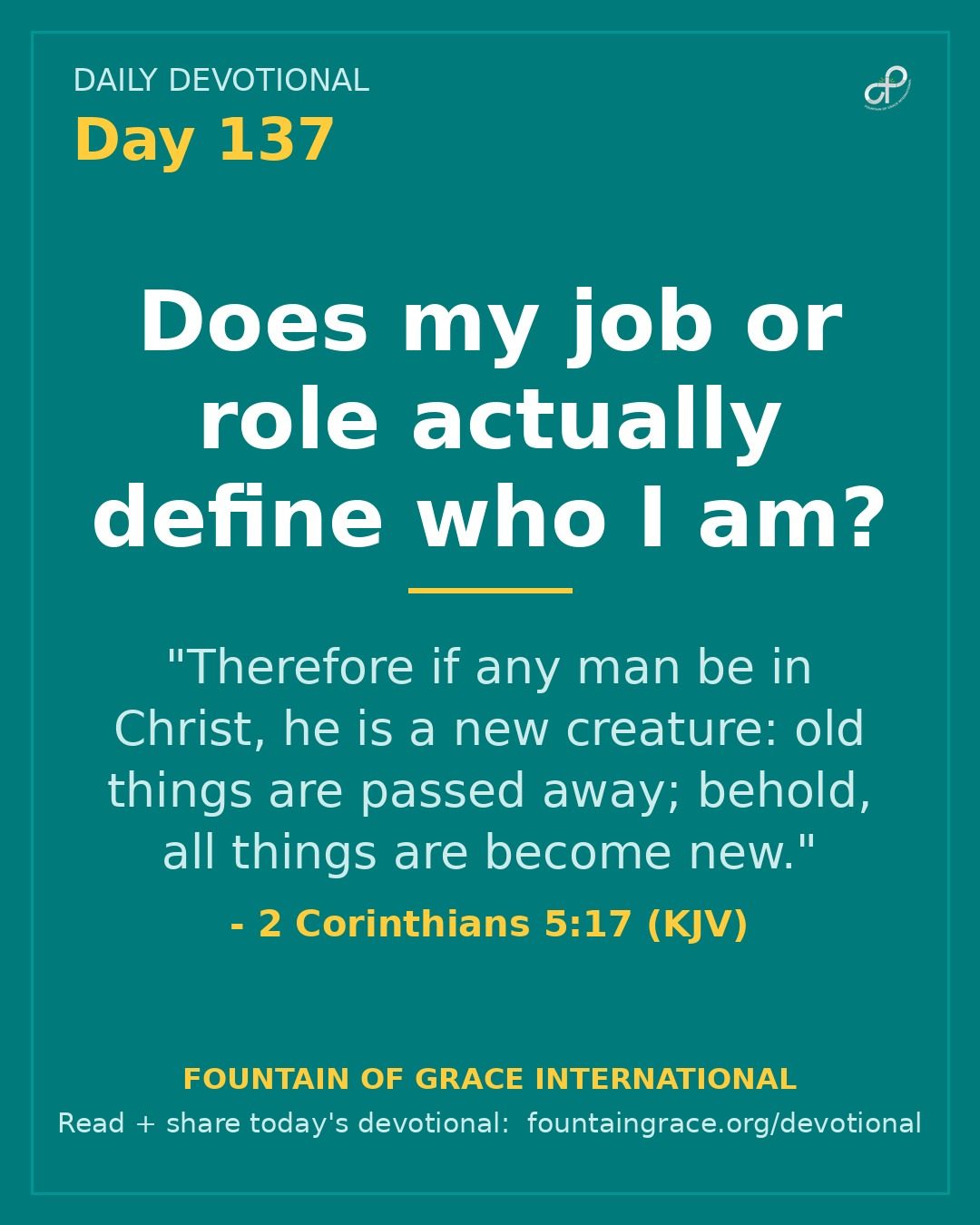Does my job or role actually define who I am? - Fountain of Grace International