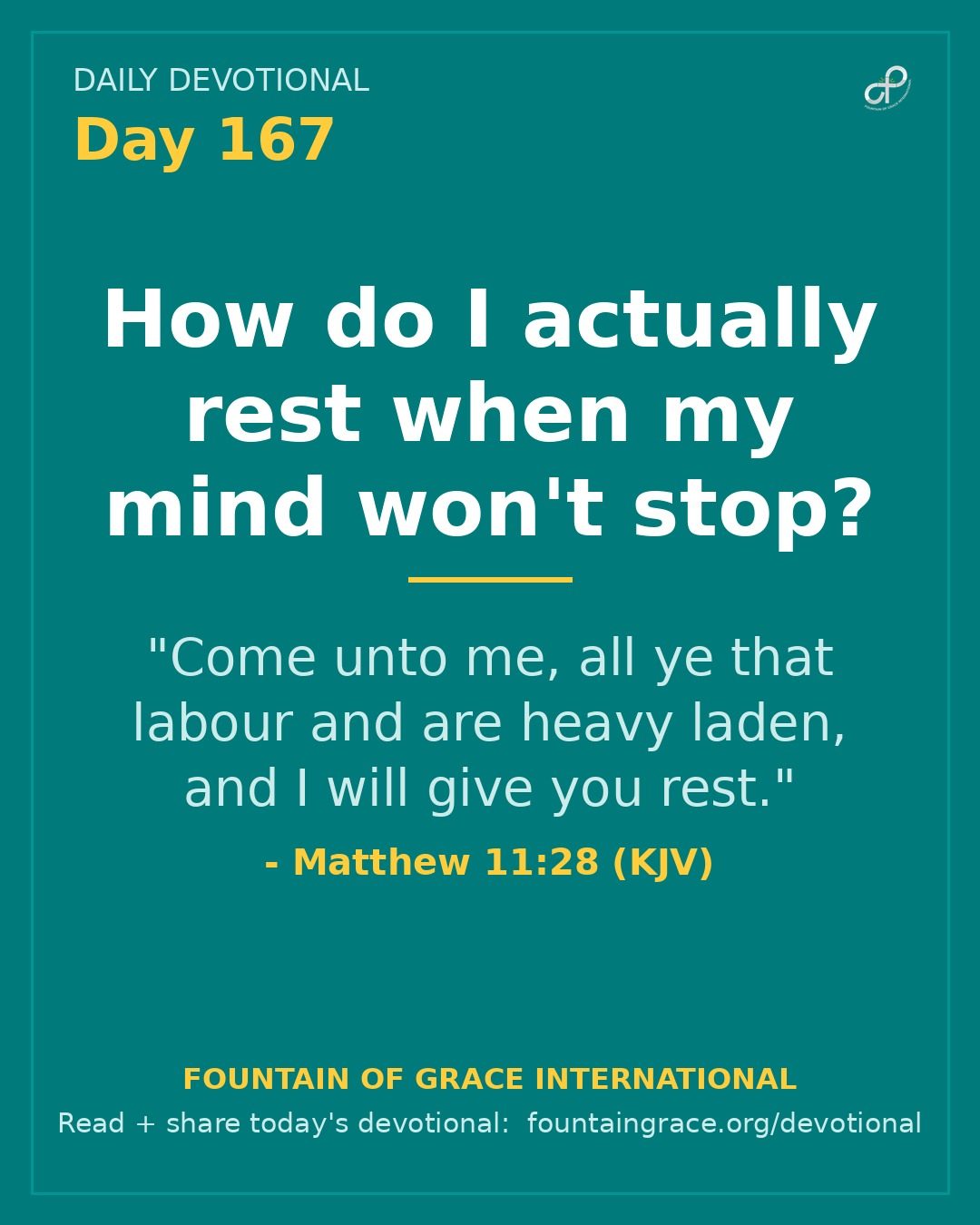 How do I actually rest when my mind won't stop? - Fountain of Grace International