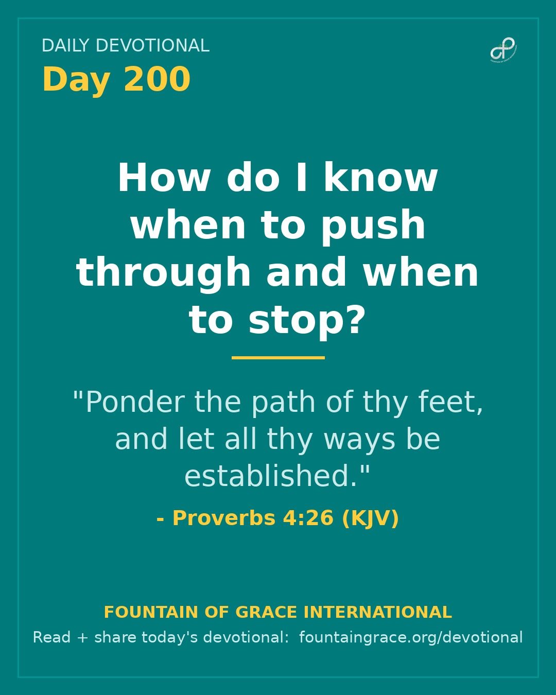 How do I know when to push through and when to stop? - Fountain of Grace International