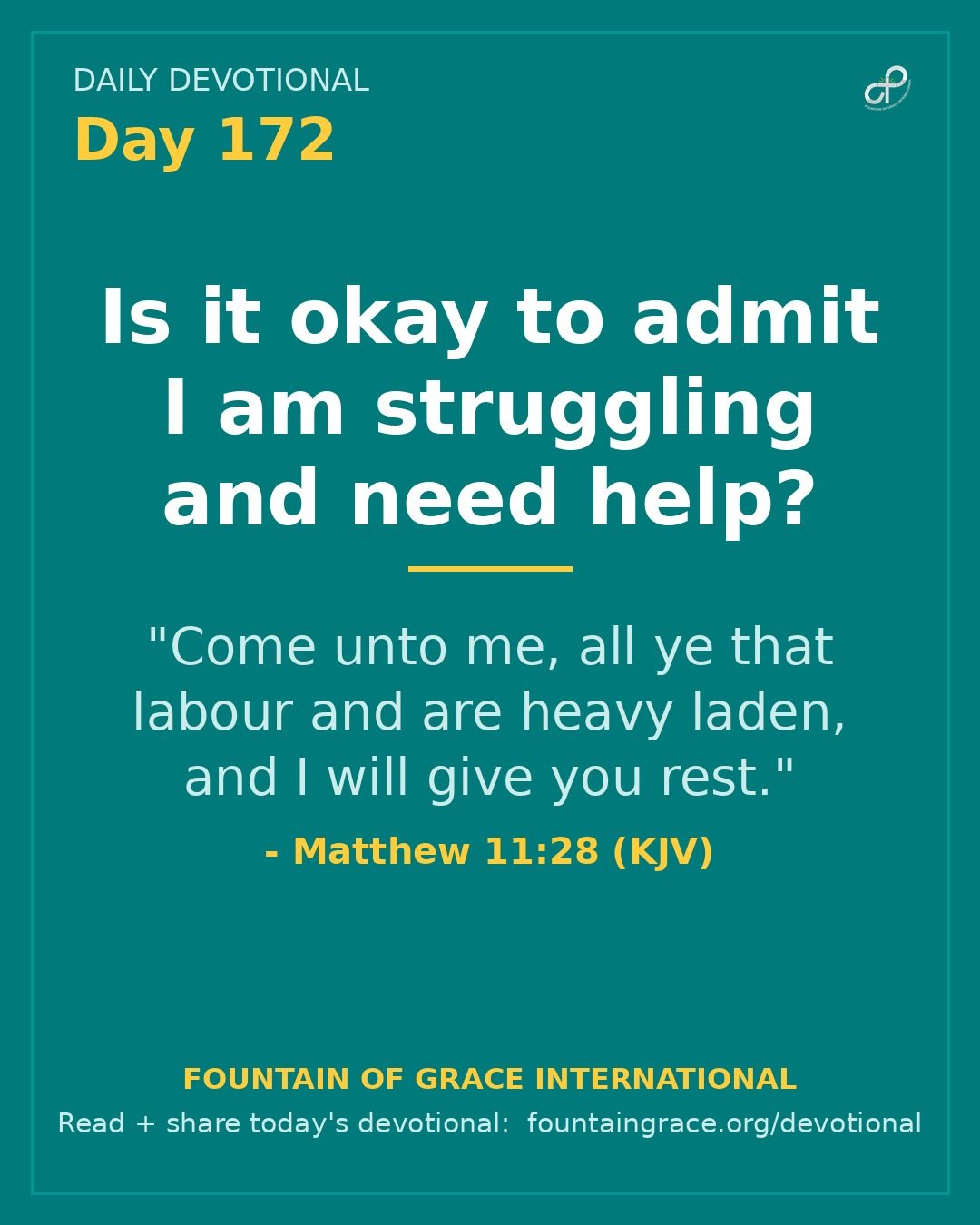 Is it okay to admit I am struggling and need help? - Fountain of Grace International