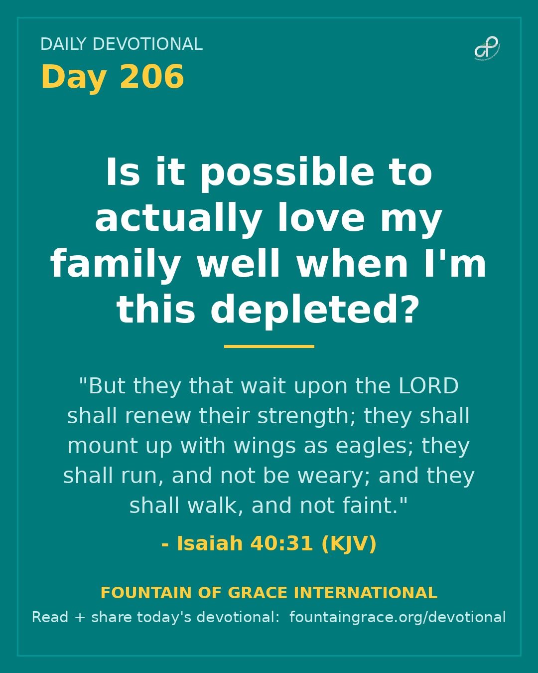 Is it possible to actually love my family well when I'm this depleted? - Fountain of Grace International