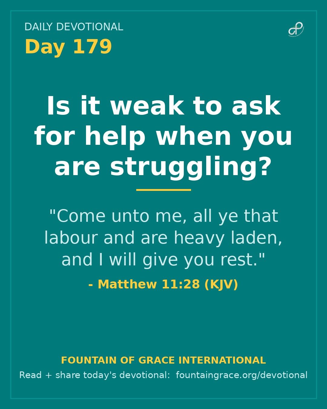 Is it weak to ask for help when you are struggling? - Fountain of Grace International