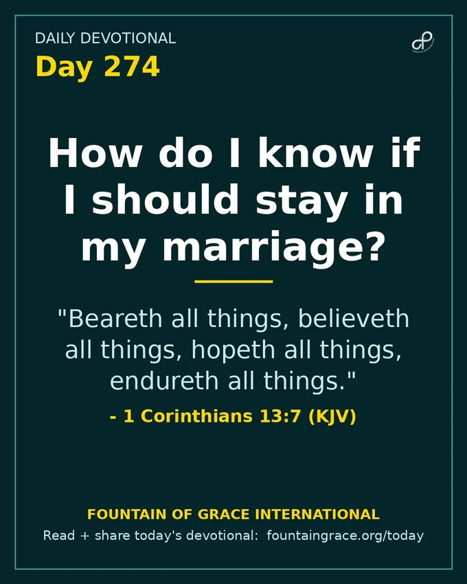 How do I know if I should stay in my marriage? - Fountain of Grace International