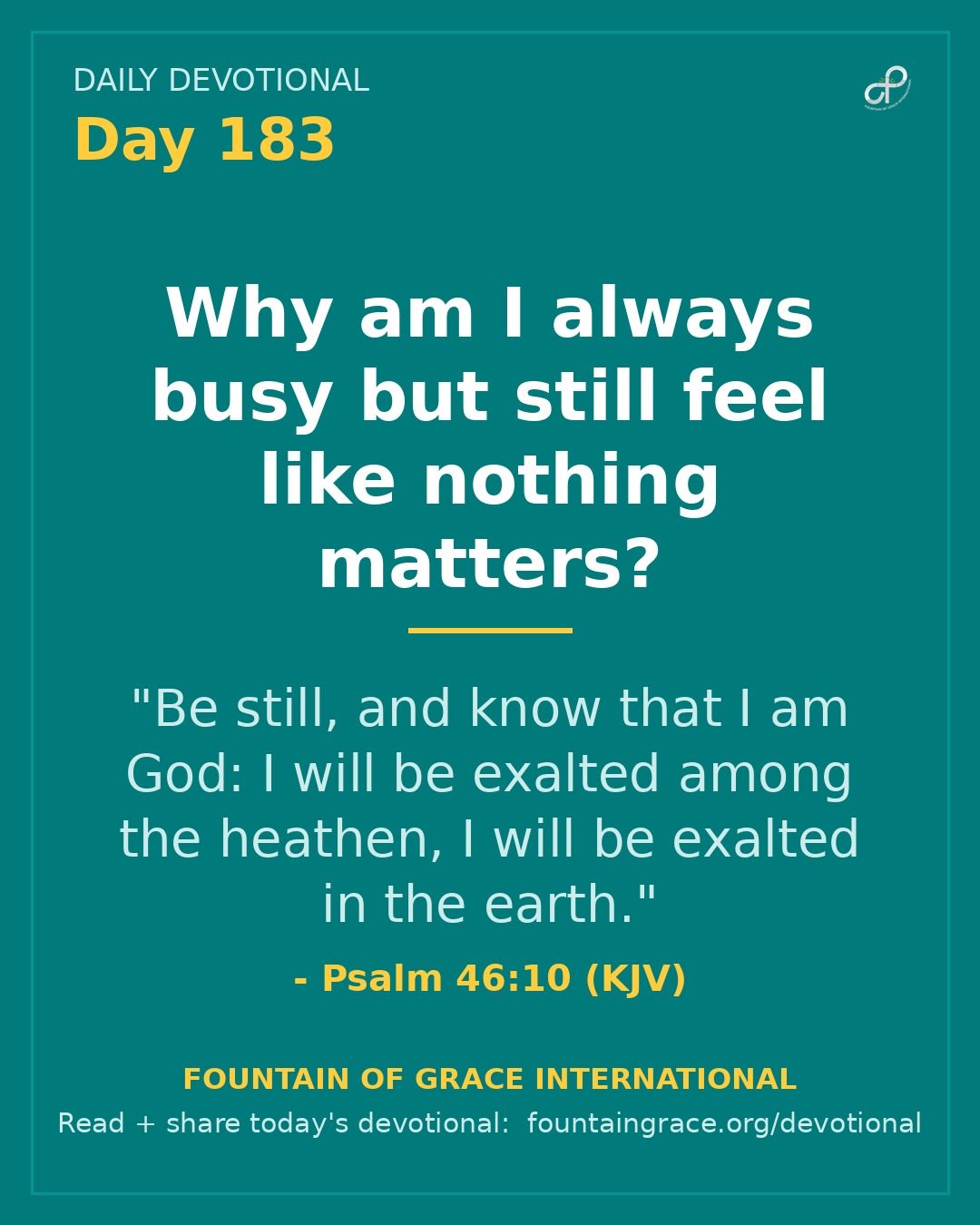 Why am I always busy but still feel like nothing matters? - Fountain of Grace International