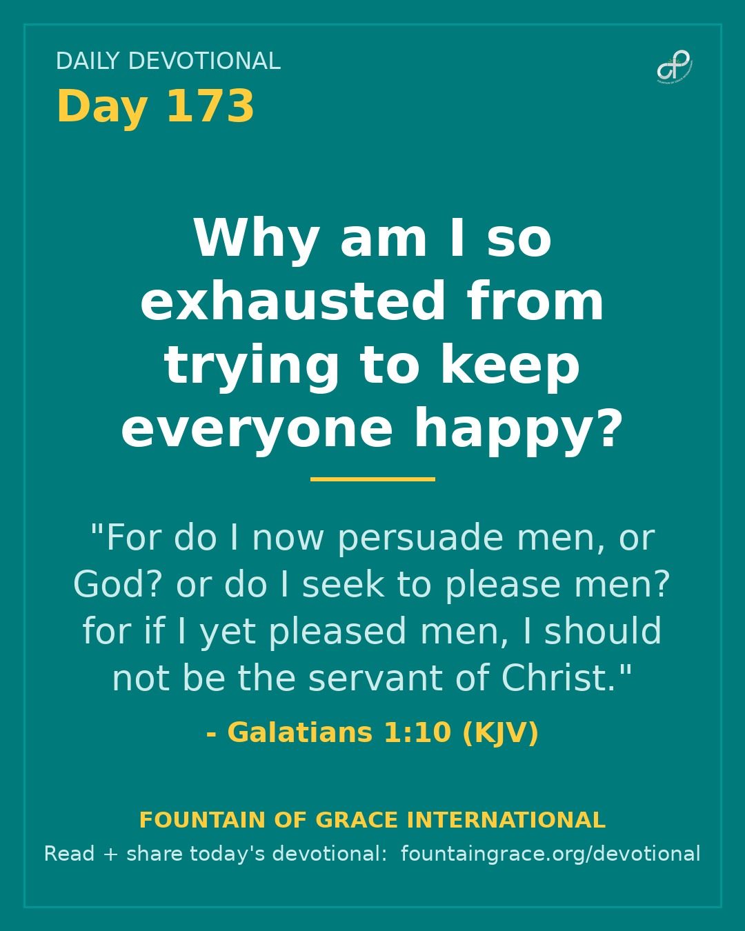 Why am I so exhausted from trying to keep everyone happy? - Fountain of Grace International