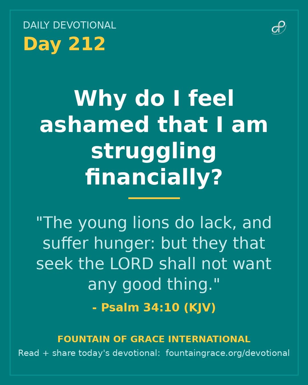 Why do I feel ashamed that I am struggling financially? - Fountain of Grace International