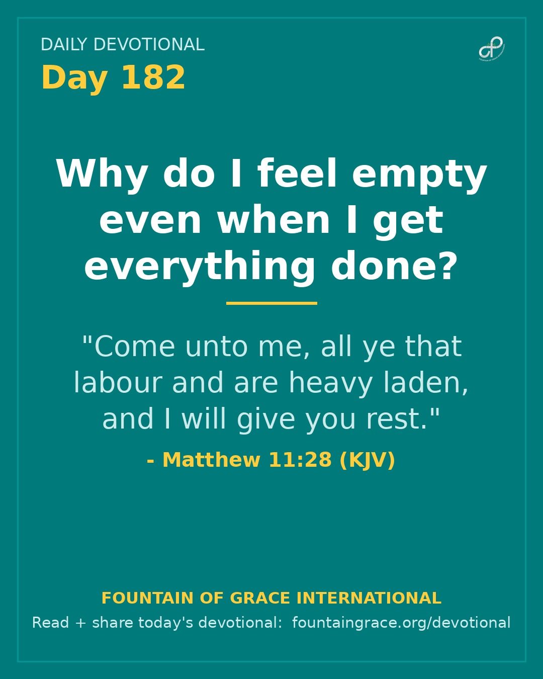 Why do I feel empty even when I get everything done? - Fountain of Grace International