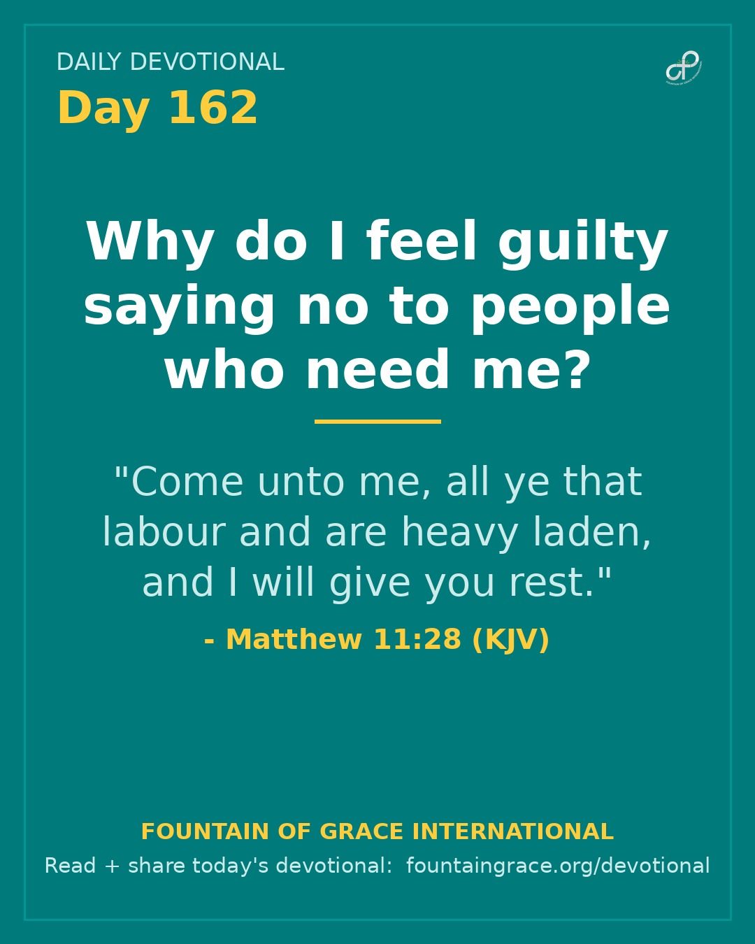 Why do I feel guilty saying no to people who need me? - Fountain of Grace International