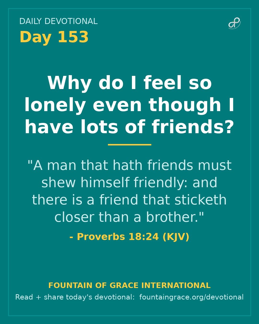 Why do I feel so lonely even though I have lots of friends? - Fountain of Grace International