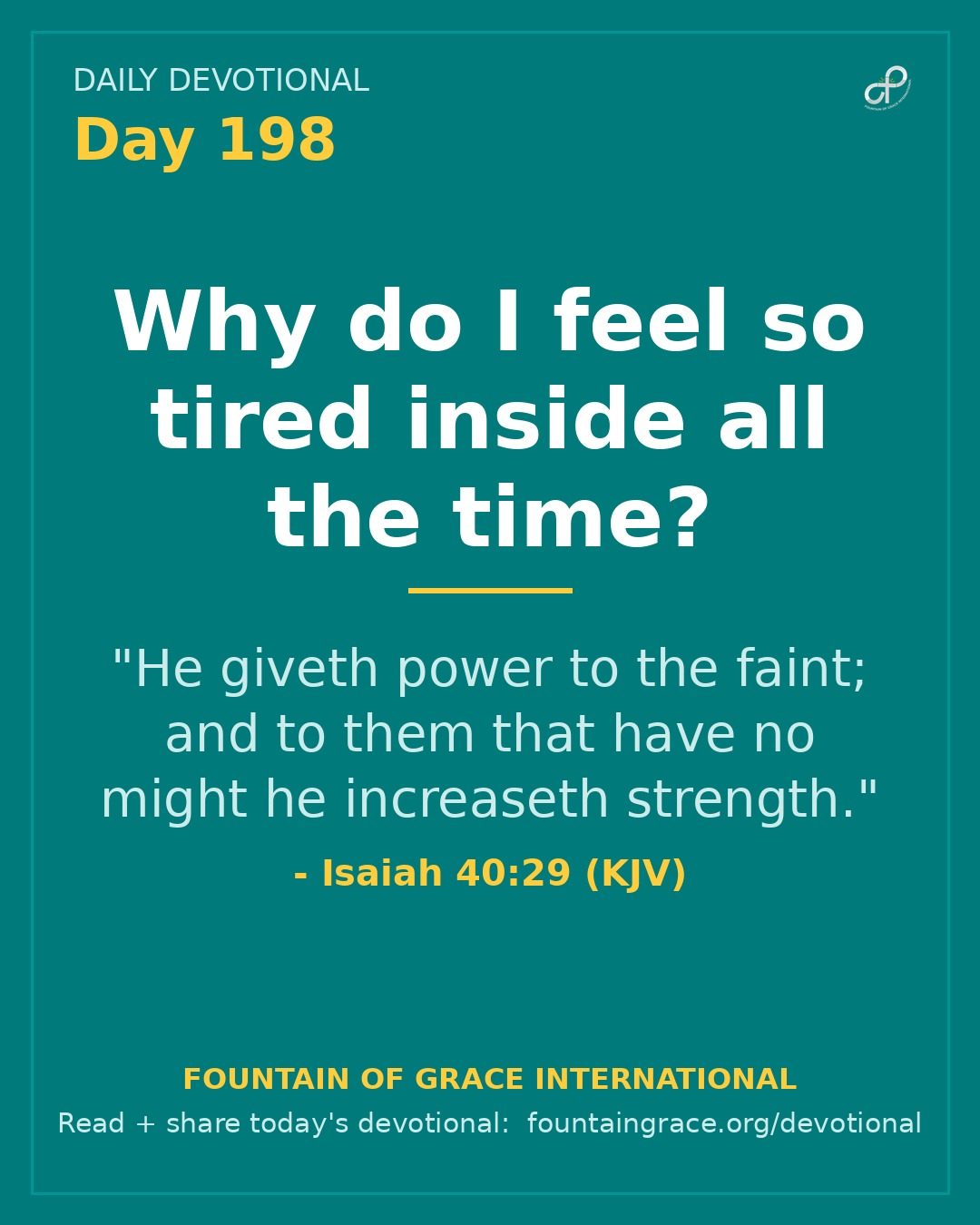Why do I feel so tired inside all the time? - Fountain of Grace International