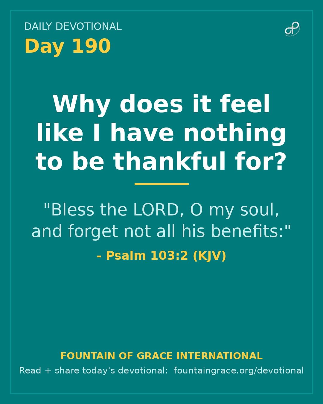 Why does it feel like I have nothing to be thankful for? - Fountain of Grace International