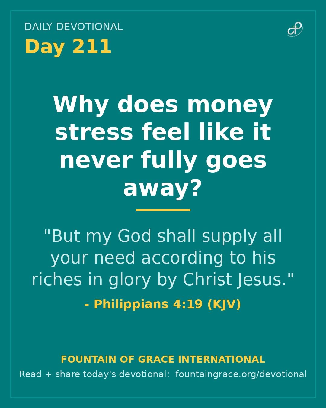 Why does money stress feel like it never fully goes away? - Fountain of Grace International