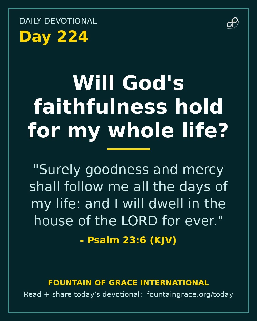 Will God's faithfulness hold for my whole life? - Fountain of Grace International